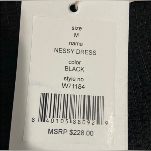 NWT Walter Baker Nessy Dress Chevron Ruffle Mock Neck in Black size Medium - Picture 8 of 10